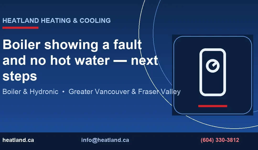 Boiler showing a fault and no hot water — next steps — HeatLand Heating & Cooling licensed HVAC technicians, Metro Vancouver & Fraser Valley
