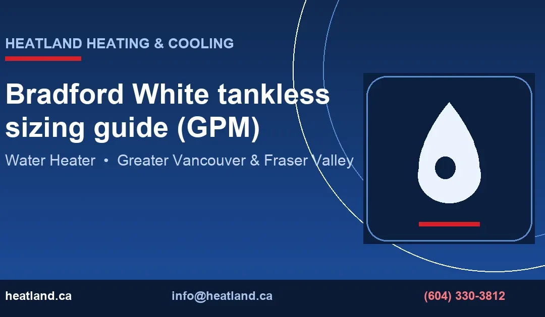 Bradford White tankless sizing guide (GPM) — HeatLand Heating & Cooling licensed HVAC technicians, Metro Vancouver & Fraser Valley