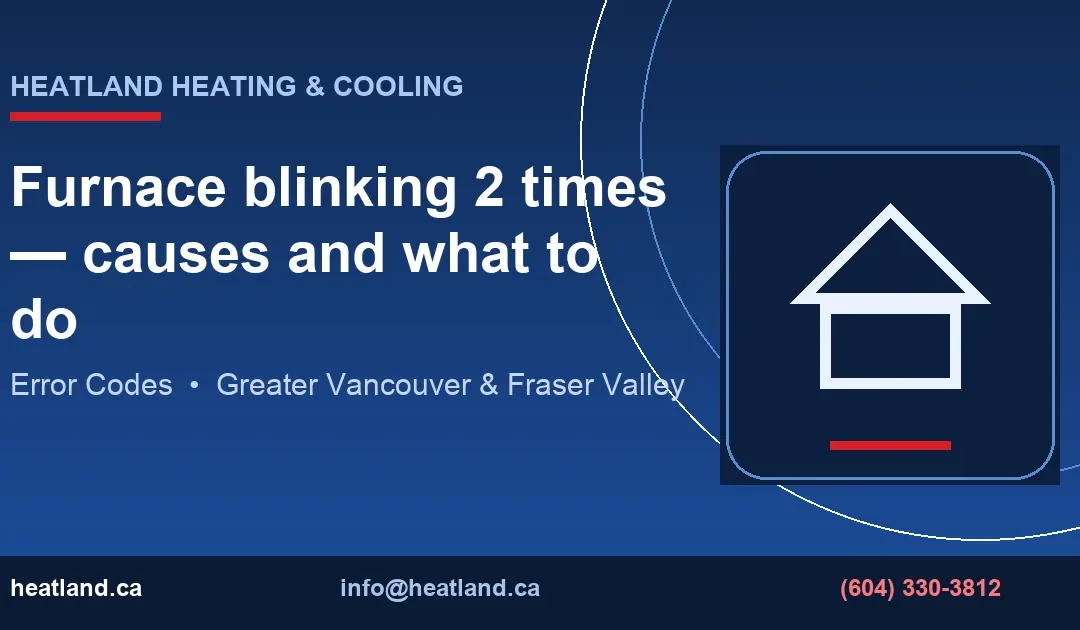 Furnace blinking 2 times — causes and what to do — HeatLand Heating & Cooling licensed HVAC technicians, Metro Vancouver & Fraser Valley