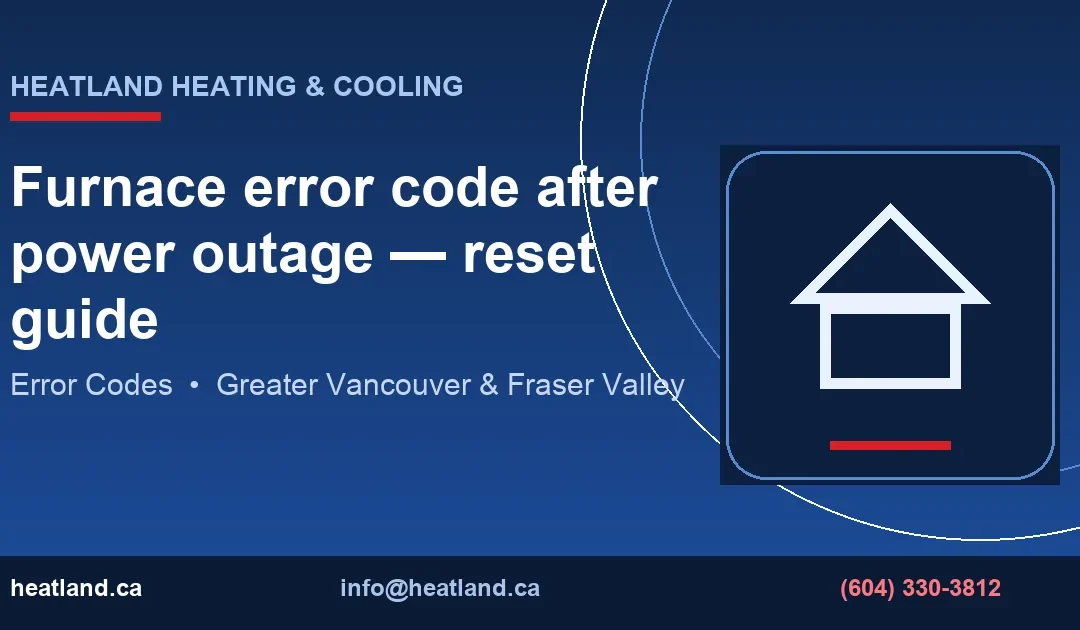 Furnace error code after power outage — reset guide — HeatLand Heating & Cooling licensed HVAC technicians, Metro Vancouver & Fraser Valley
