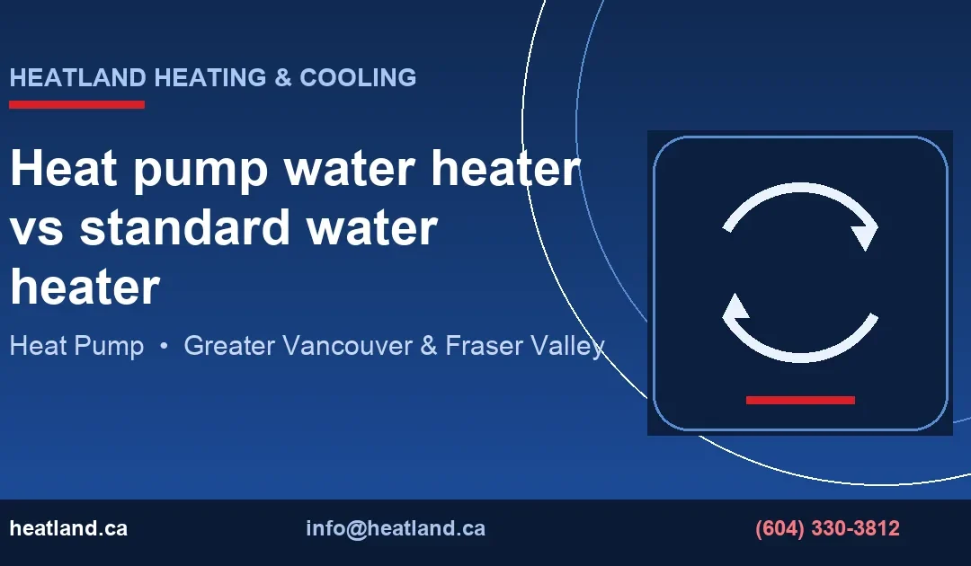 Heat pump water heater vs standard water heater — HeatLand Heating & Cooling licensed HVAC technicians, Metro Vancouver & Fraser Valley
