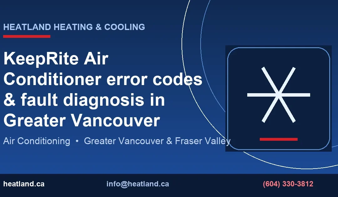 KeepRite Air Conditioner error codes & fault diagnosis in Greater Vancouver — HeatLand Heating & Cooling licensed HVAC technicians, Metro Vancouver & Fraser Val