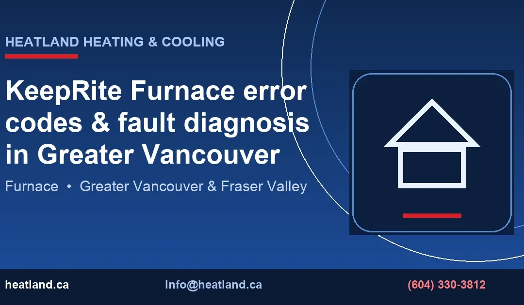 KeepRite Furnace error codes & fault diagnosis in Greater Vancouver — HeatLand Heating & Cooling licensed HVAC technicians, Metro Vancouver & Fraser Valley