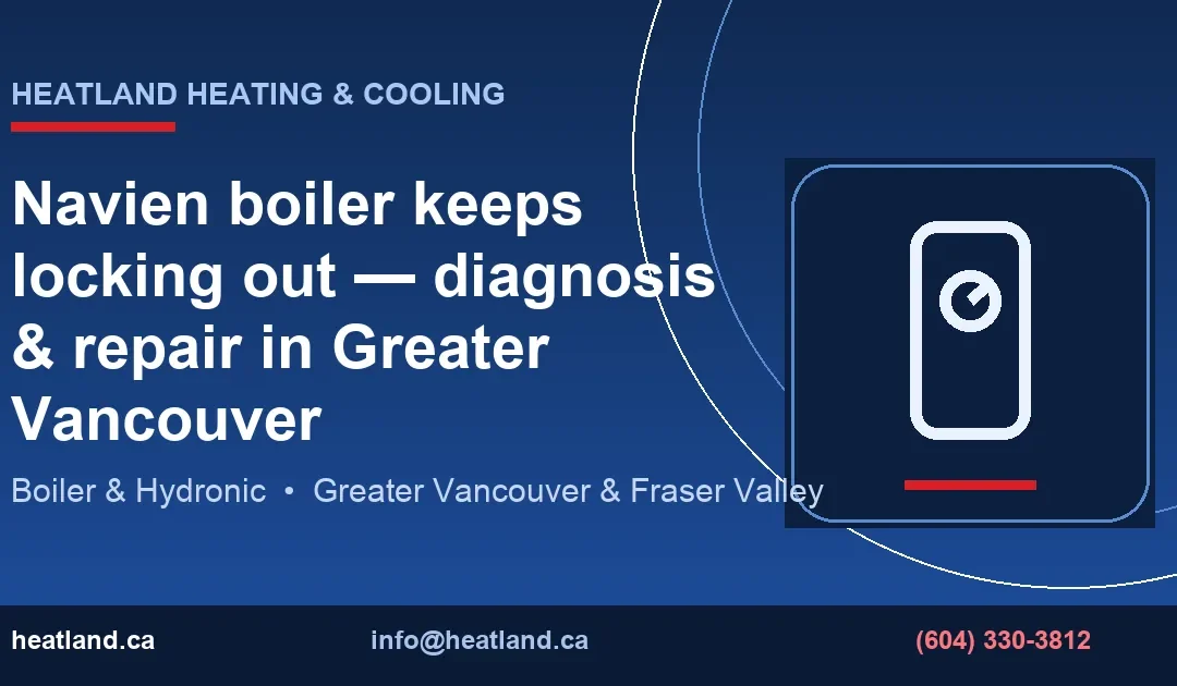 Navien boiler keeps locking out — diagnosis & repair in Greater Vancouver — HeatLand Heating & Cooling licensed HVAC technicians, Metro Vancouver & Fraser Valle