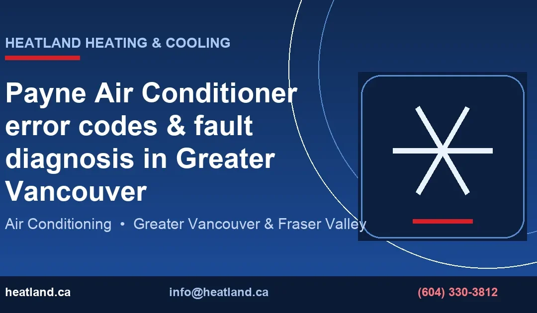Payne Air Conditioner error codes & fault diagnosis in Greater Vancouver — HeatLand Heating & Cooling licensed HVAC technicians, Metro Vancouver & Fraser Valley