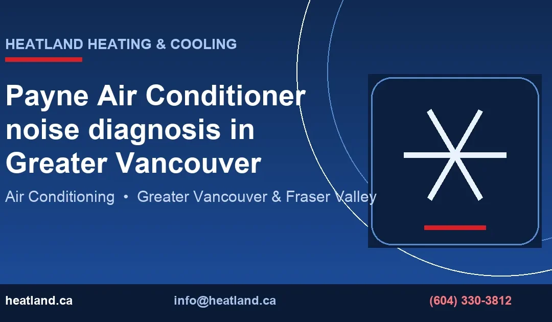 Payne Air Conditioner noise diagnosis in Greater Vancouver — HeatLand Heating & Cooling licensed HVAC technicians, Metro Vancouver & Fraser Valley