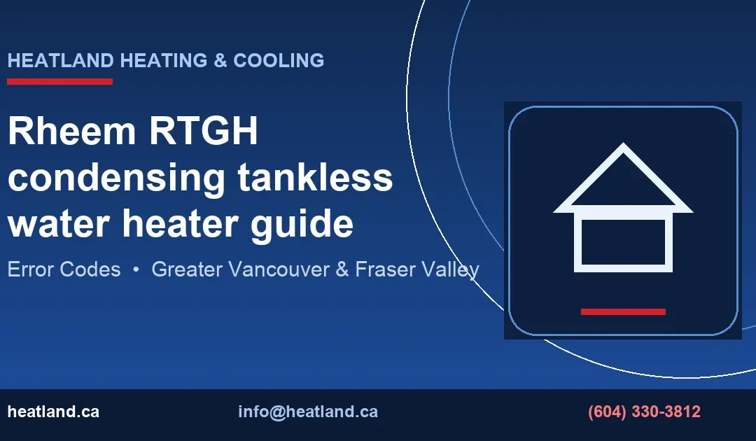 Rheem RTGH condensing tankless water heater guide — HeatLand Heating & Cooling licensed HVAC technicians, Metro Vancouver & Fraser Valley