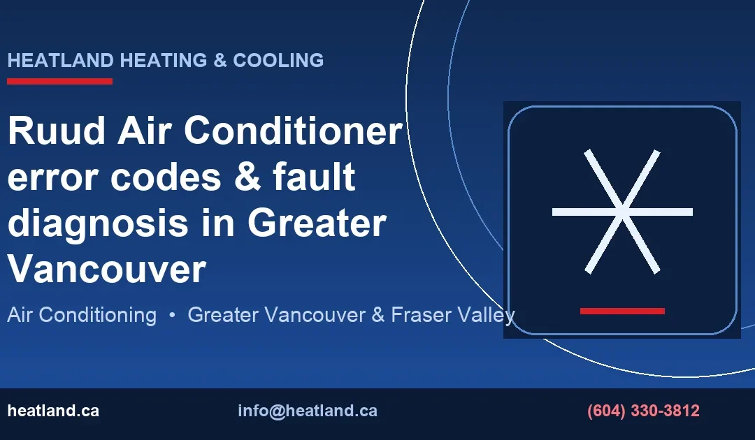 Ruud Air Conditioner error codes & fault diagnosis in Greater Vancouver — HeatLand Heating & Cooling licensed HVAC technicians, Metro Vancouver & Fraser Valley