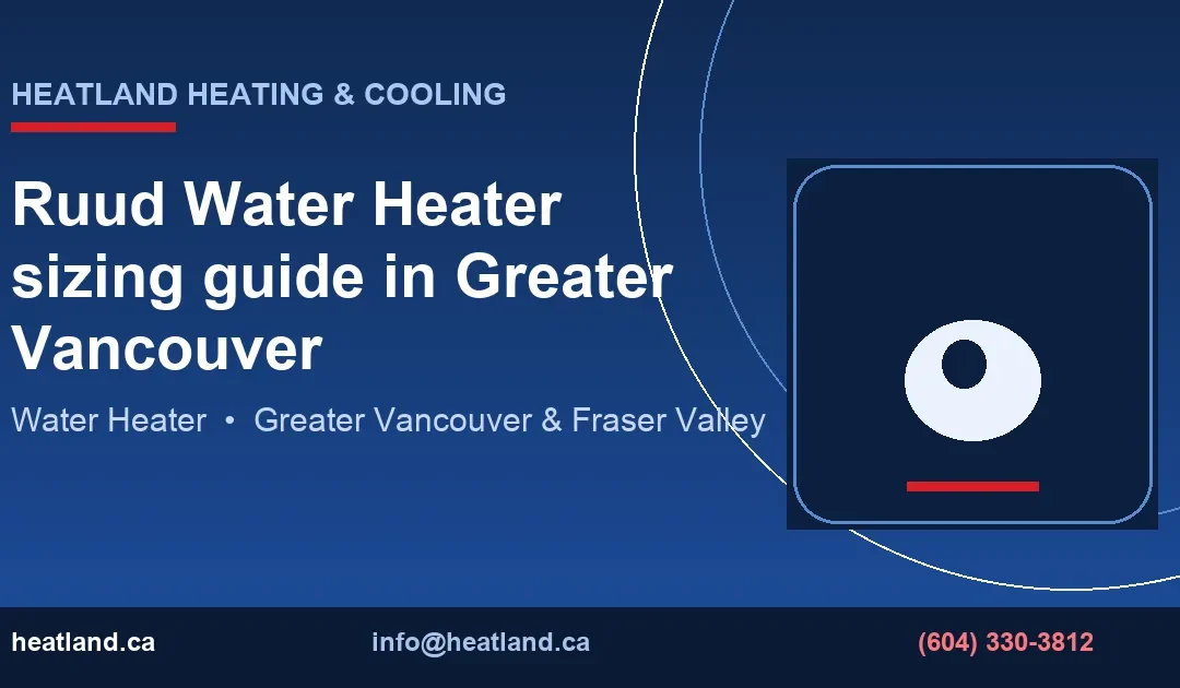 Ruud Water Heater sizing guide in Greater Vancouver — HeatLand Heating & Cooling licensed HVAC technicians, Metro Vancouver & Fraser Valley